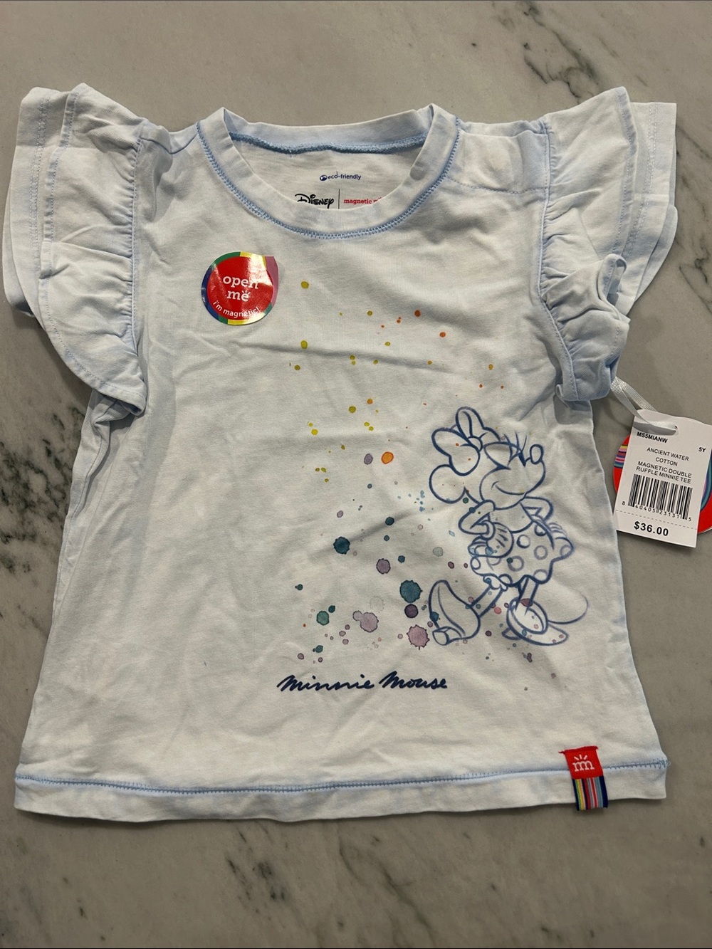 Magnetic Me Light Blue Minnie Mouse Ruffle Sleeve Tee NWT